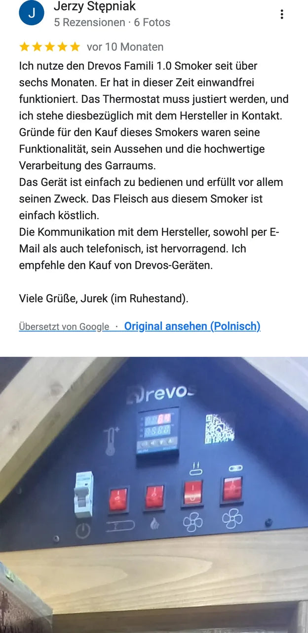 DREVOS-Kundenbewertung bei Google: Jerzy Stępniak, 5 von 5 — Screenshot