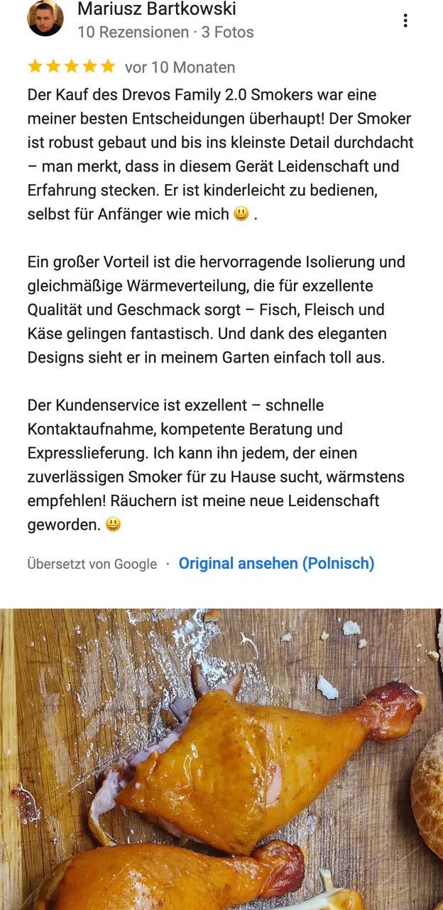 DREVOS-Kundenbewertung bei Google: Mariusz Bartkowski, 5 von 5 — Screenshot