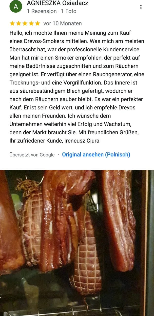 DREVOS-Kundenbewertung bei Google: AGNIESZKA Osiadacz, 5 von 5 — Screenshot