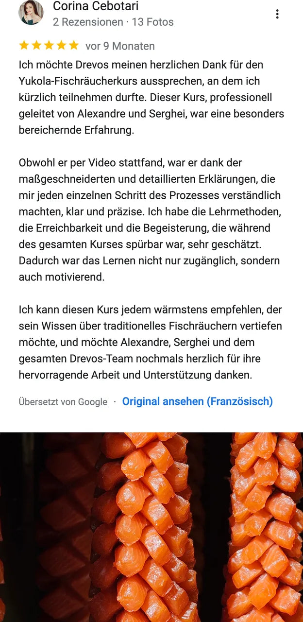 DREVOS-Kundenbewertung bei Google: Corina Cebotari, 5 von 5 — Screenshot