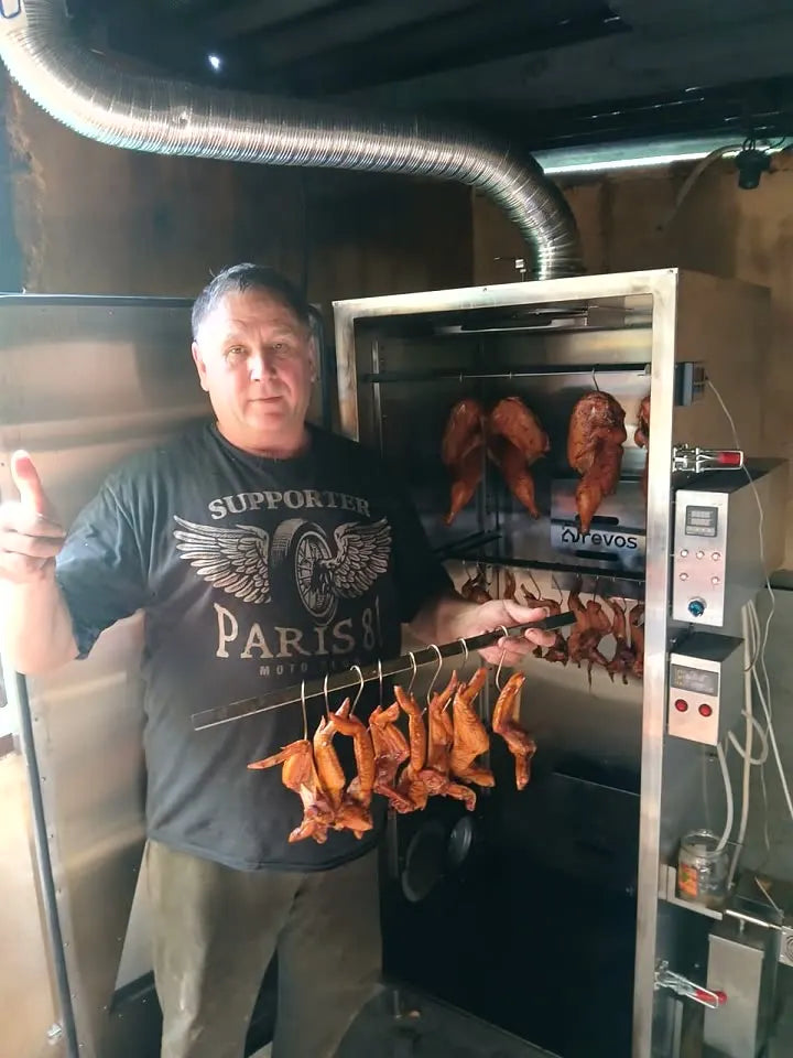 Geräuchertes Geflügel — Heißräuchern, Räucherkammer DREVOS Smoke Chamber 50+